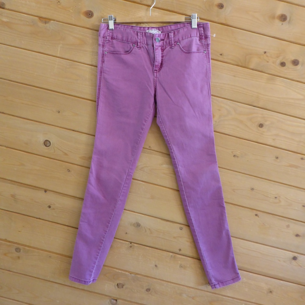 Free People Mid Rise Purple Light Pink Slim Skinny Casual Pants Jeans Size 28